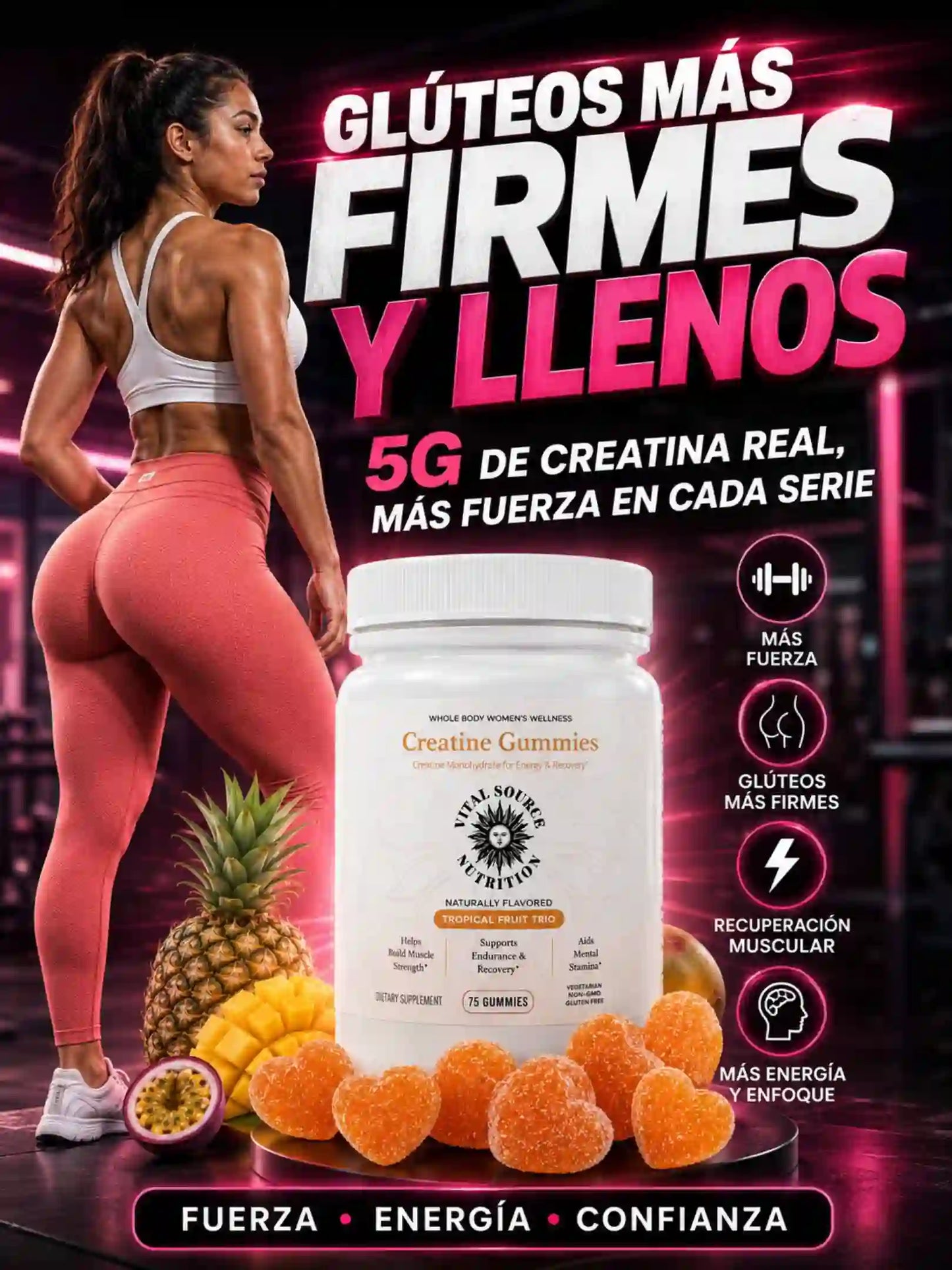 GOMITAS DE CREATINA PARA MUJERES (75 gomitas)