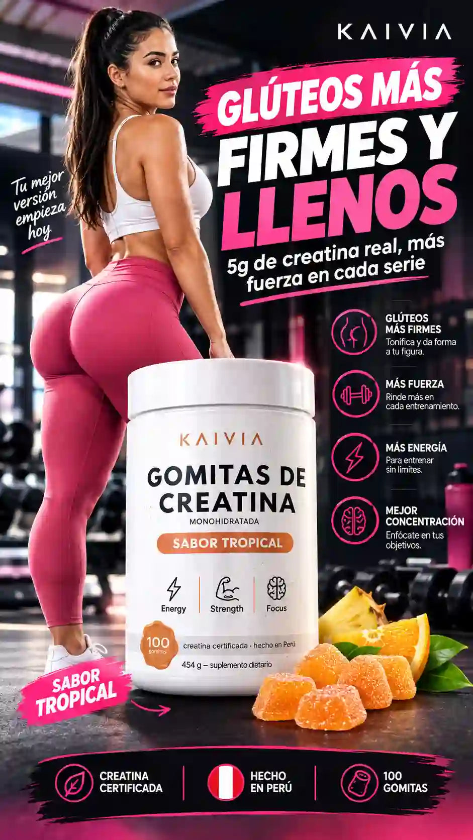 GOMITAS DE CREATINA MONOHIDRATADA KAIVIA